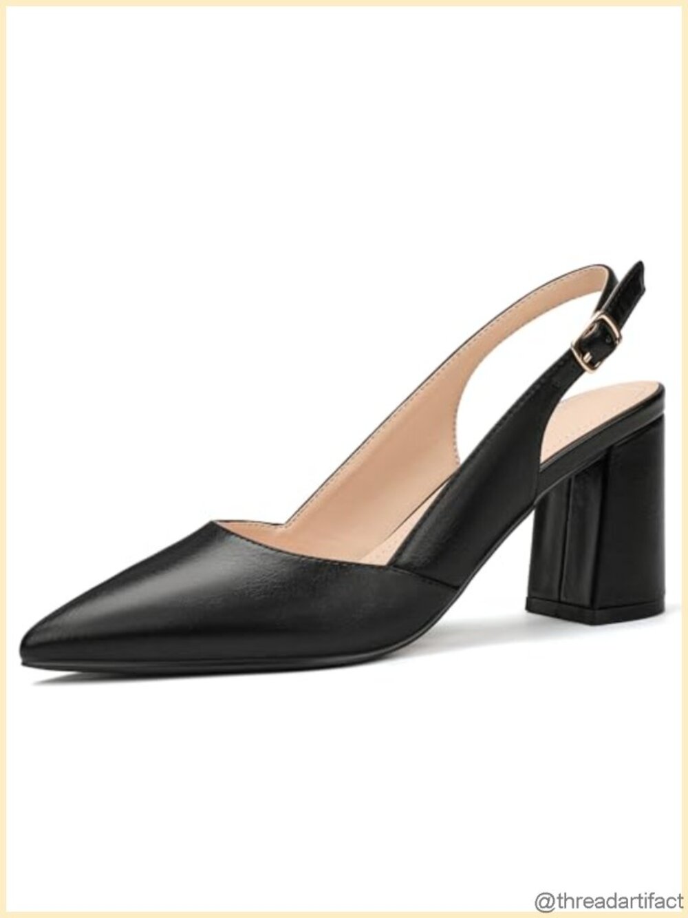 Slingback Heels Closed Pointed Toe Chunky Block Pumps